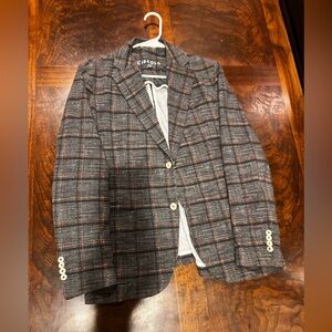 Circo Gray black tan Plaid stretch vented Blazer